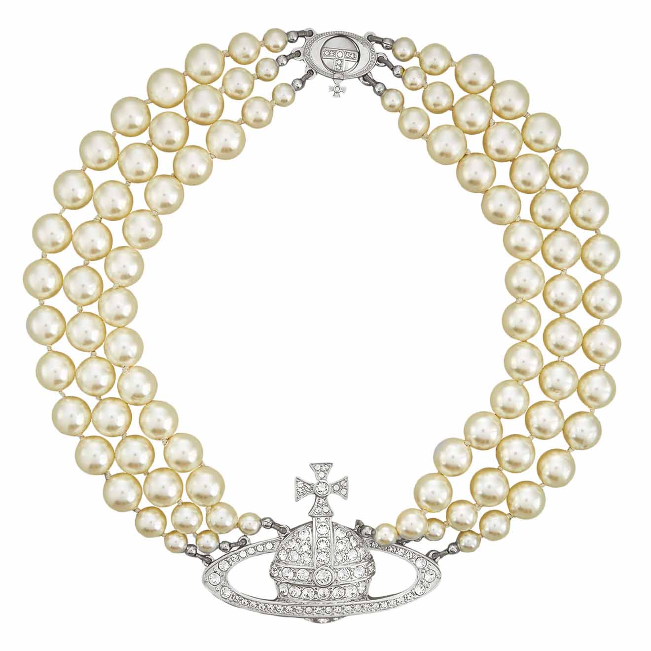 Vivienne Westwood Three sold Row Pearl Bas Relief Choker